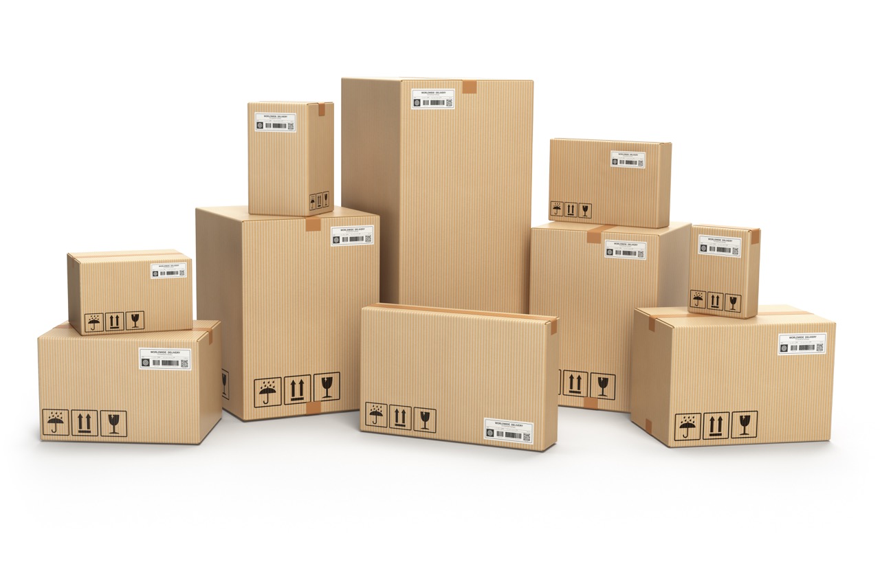 A lot of different sized boxes